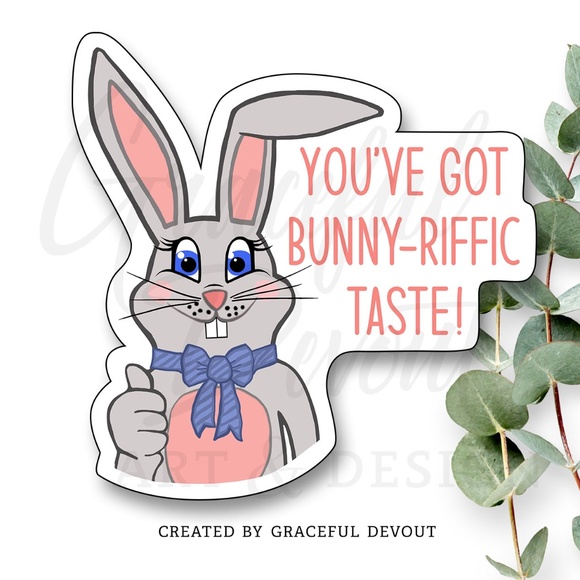 Graceful Devout Other - 🐰You’ve Got Bunny-riffic Taste!- 2" (inches) Sticker (96ct.)  [GD54-96]